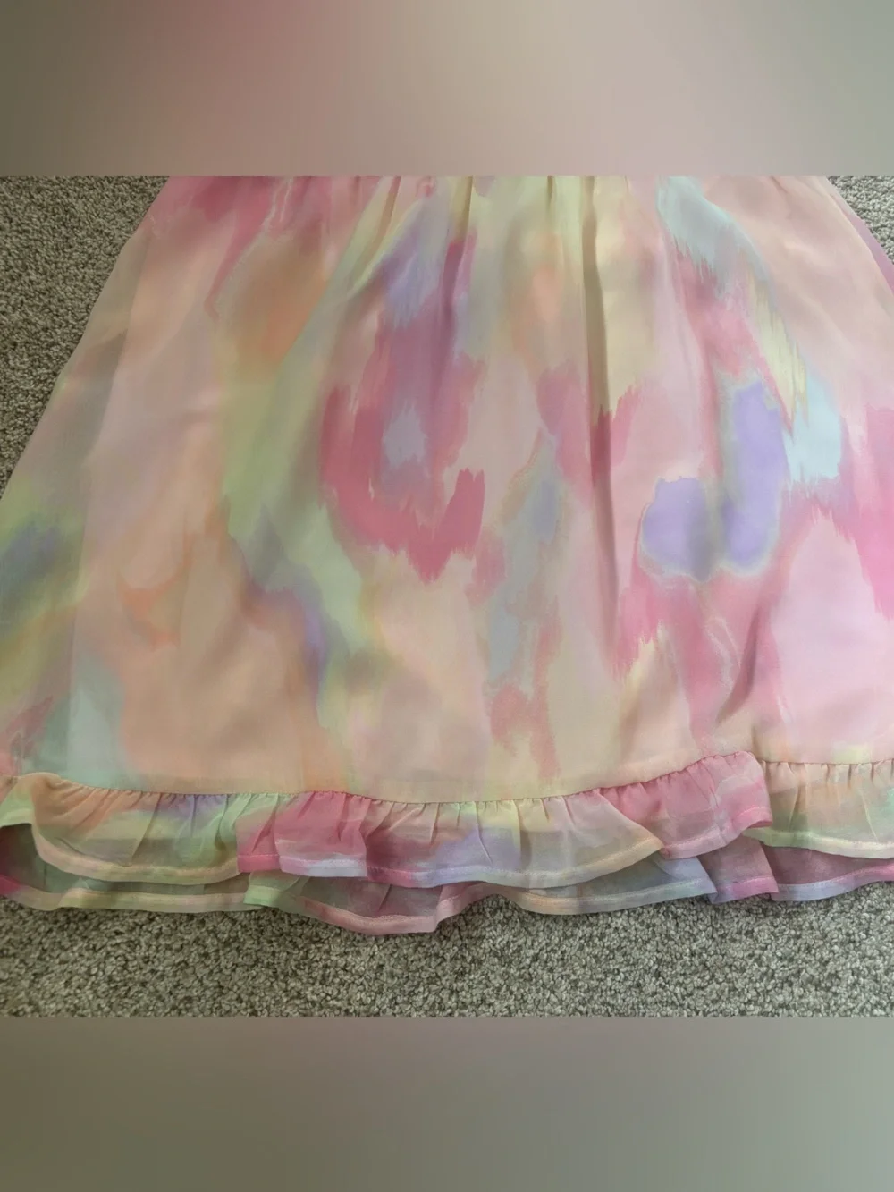 Children’s Place Girls' Pastel Pink Watercolor Ruffle Sundress - Picture 7 of 7